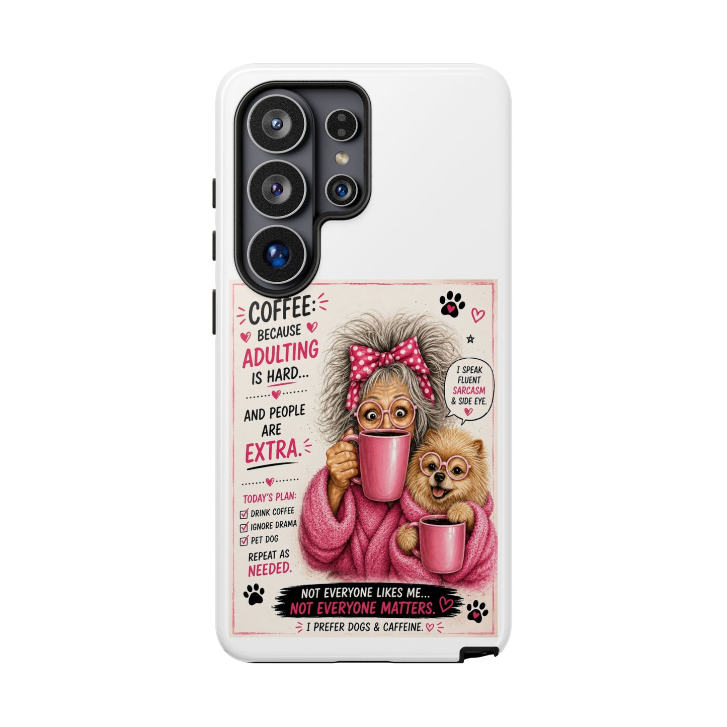 Perky Pearl and LattePhone Case — Funny "Adulting Is Hard" Cozy Design