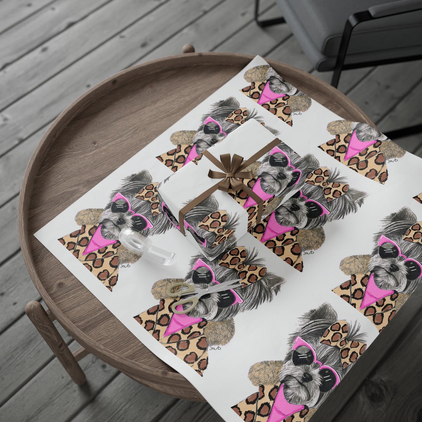 Cute Pink Yorkie Gift Wrap for Animal Lovers