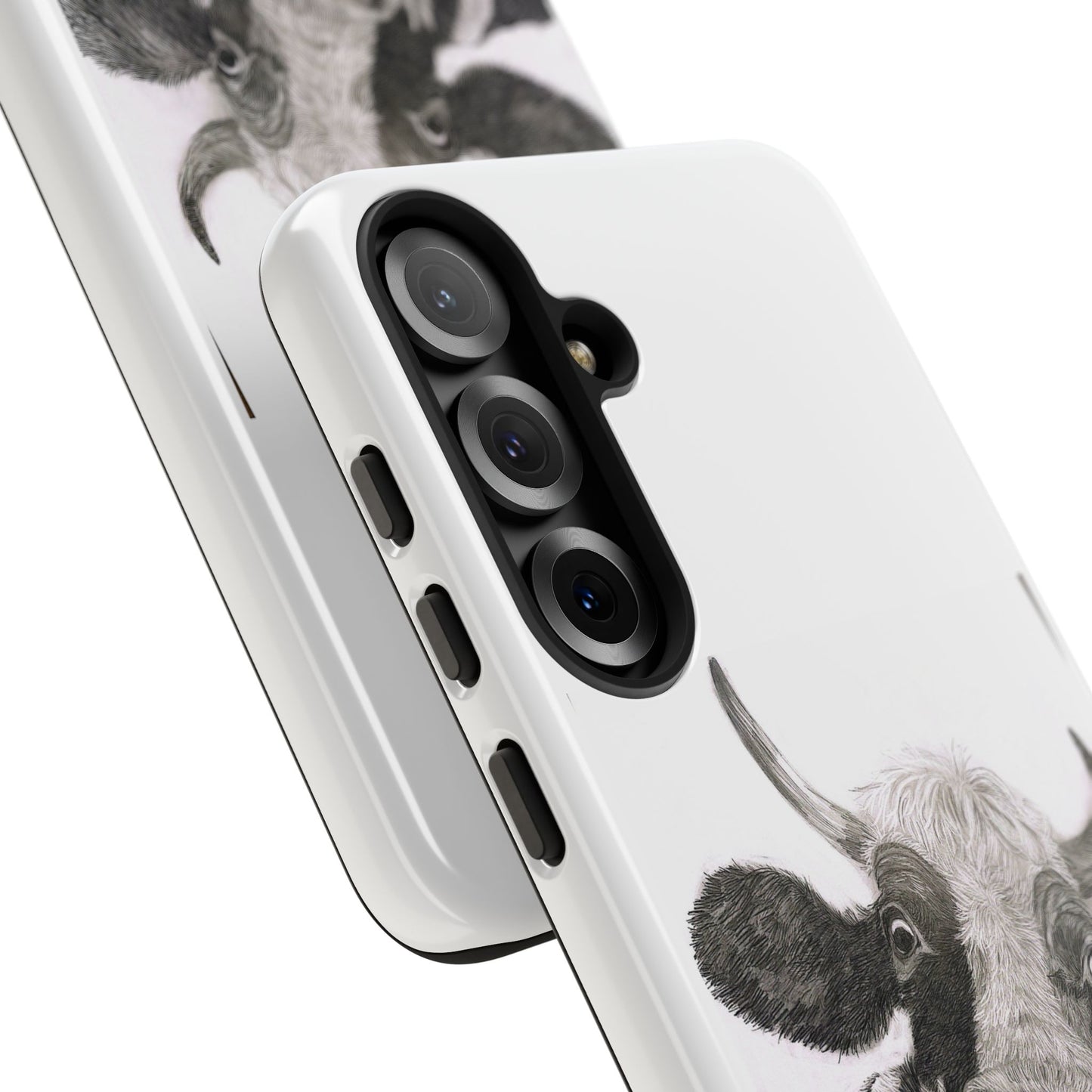 Cow Sketch Tough Phone Case — Protective iPhone Cover with Whimsical Cow Illustration