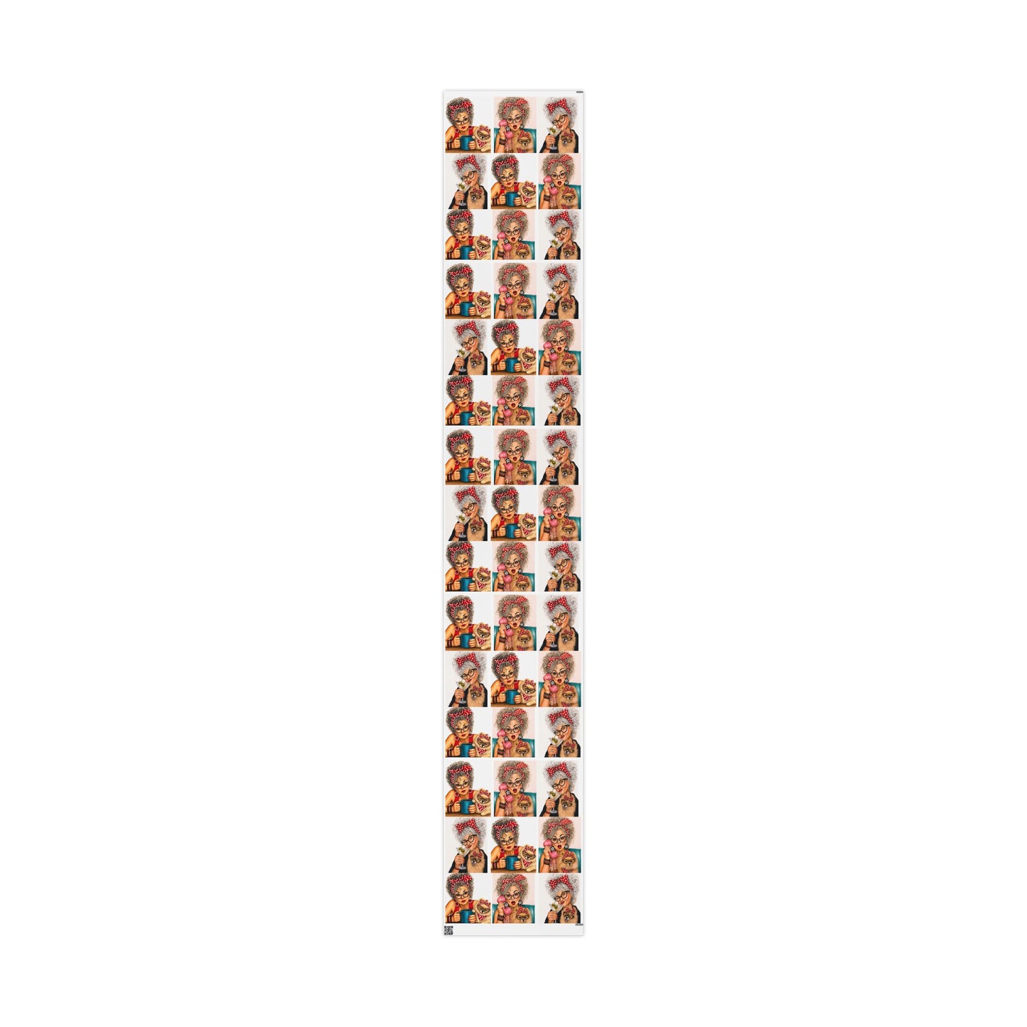 Wrapping Paper Perky Pearl and Latte — Retro Glam Portrait Pattern Gift Wrap