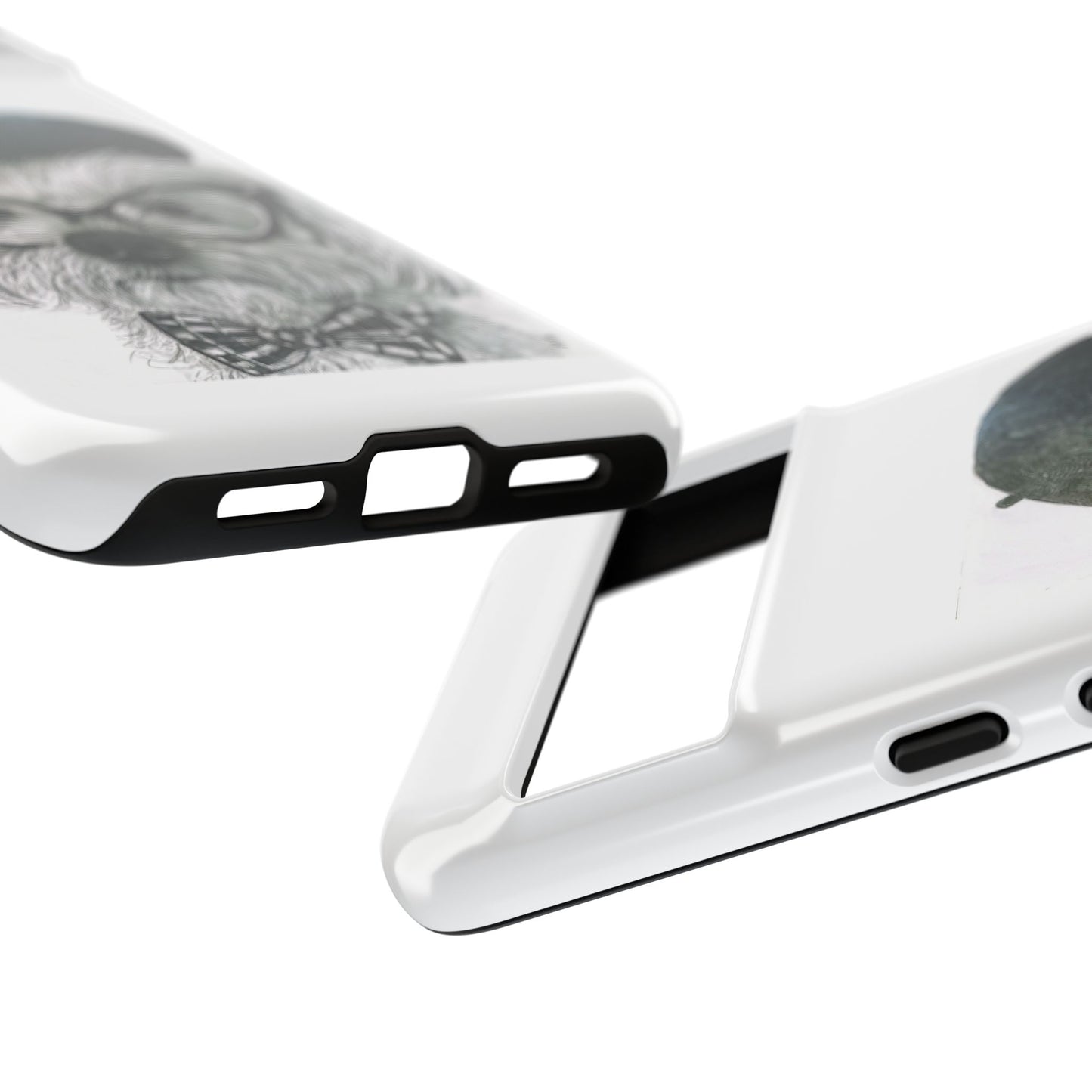 Dog Portrait Phone Case — Dexter with Beret, Glasses & Bow Tie