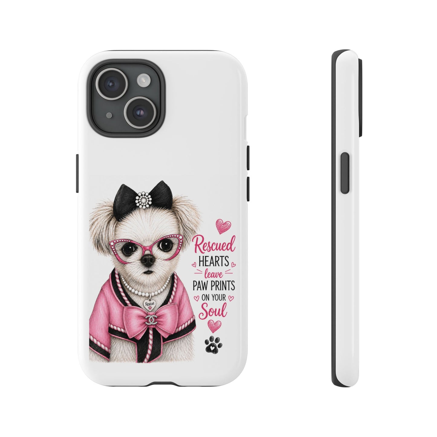 Rescued Hearts Paw Prints Phone Case