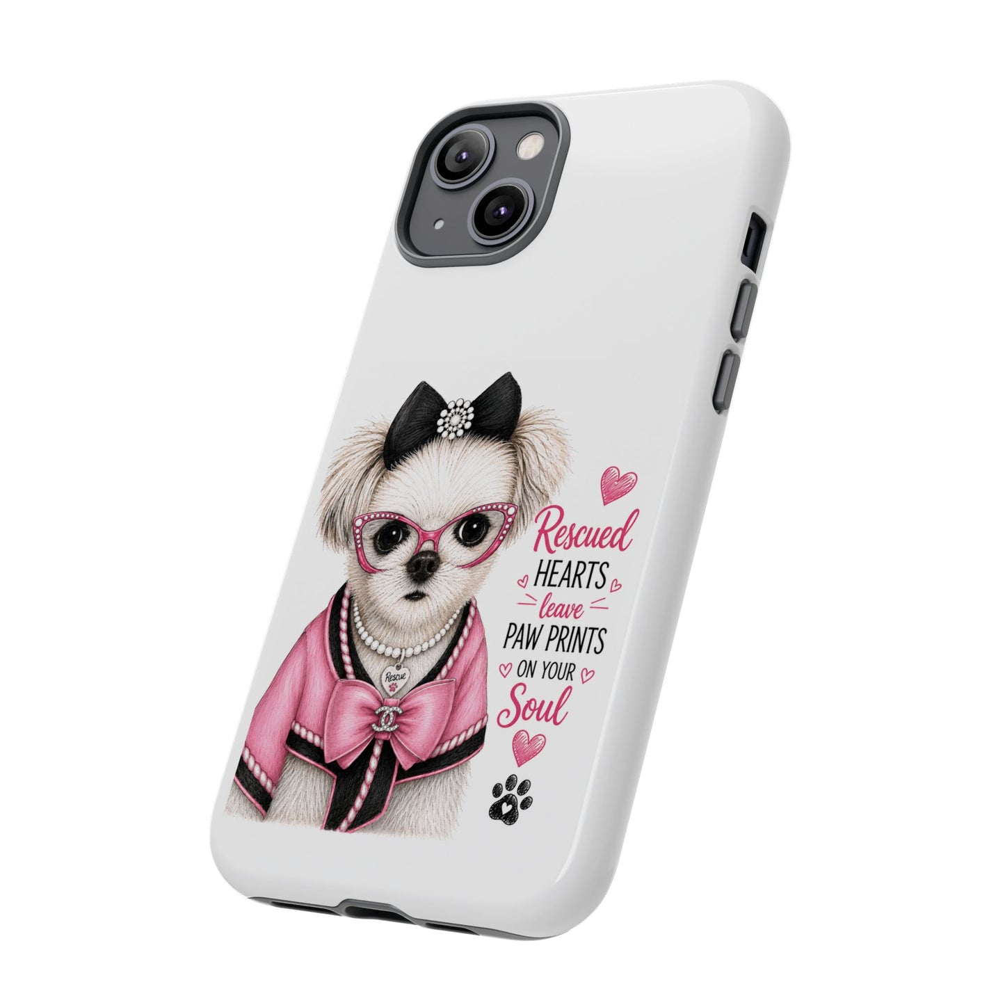 Rescued Hearts Paw Prints Phone Case