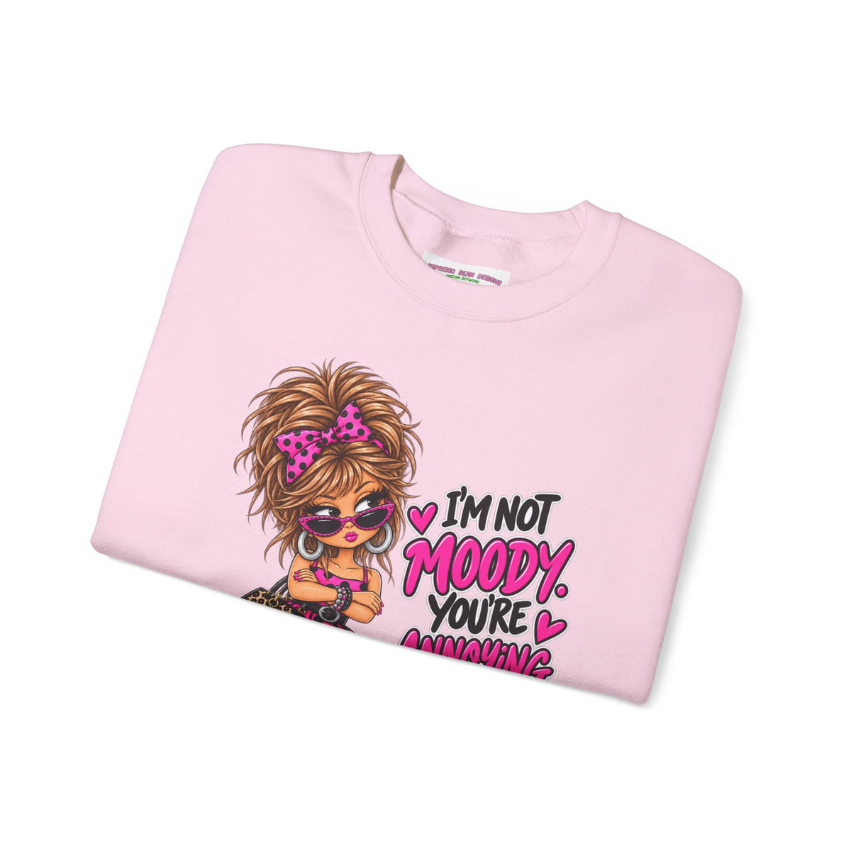 “I’m Not Moody, You’re Annoying” Girl & Pug Graphic Sweatshirt