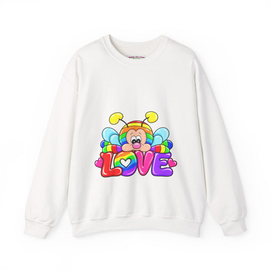Tired Love bug  Crewneck Sweatshirt — Colorful Rainbow Cute Graphic