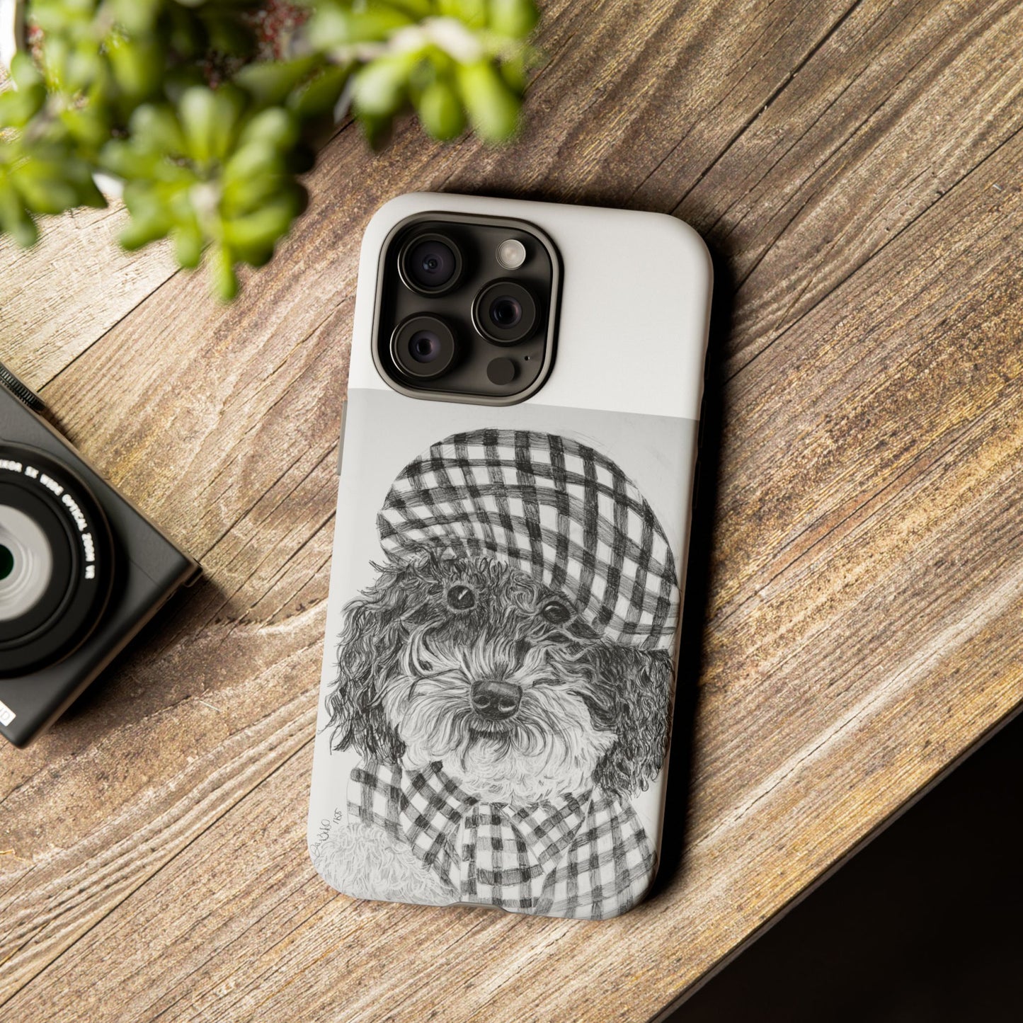 Cute Dog Phone Case — Flannel Elmer  in Plaid Hat