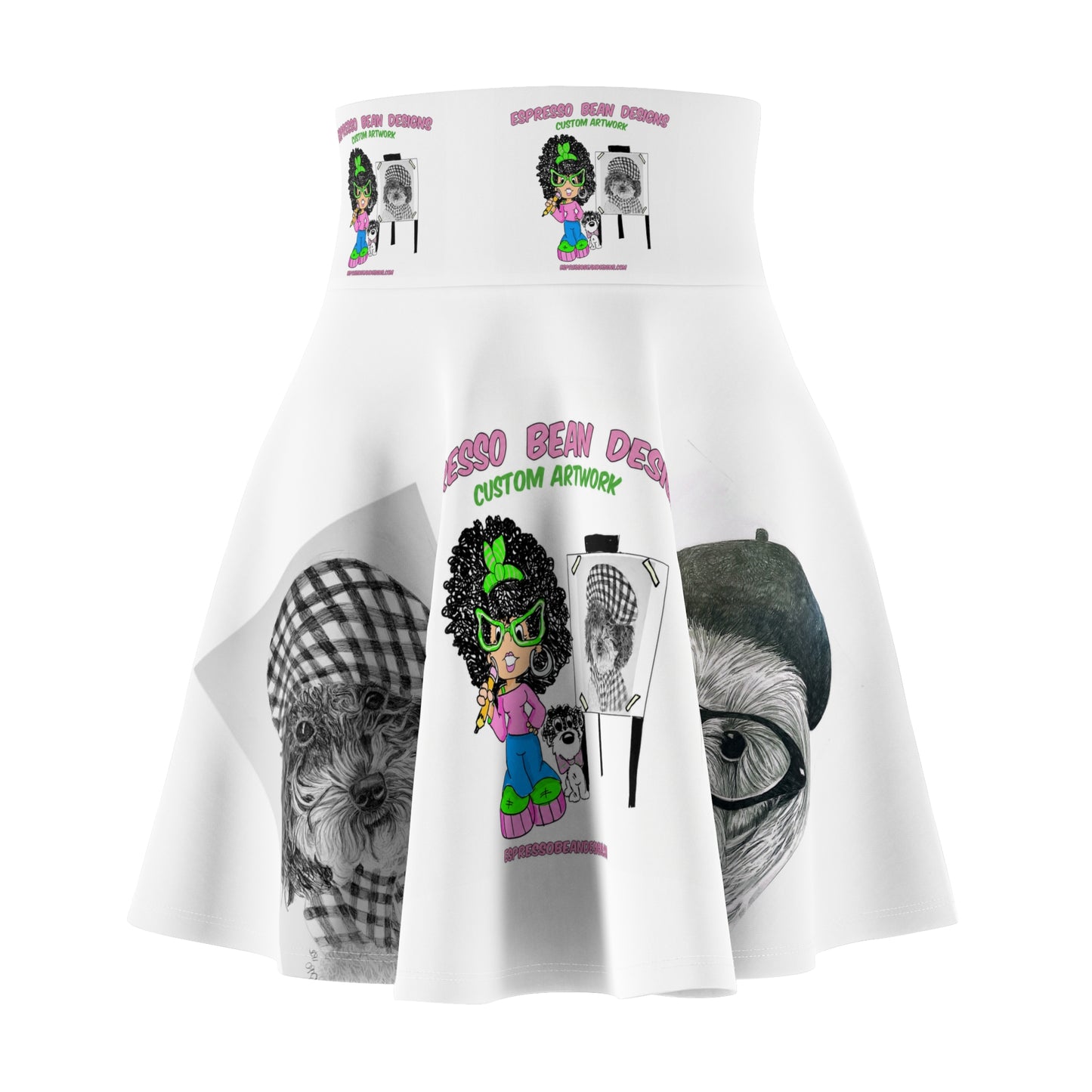 Dog Portrait Skater Skirt — Cute Custom Canine Art Print