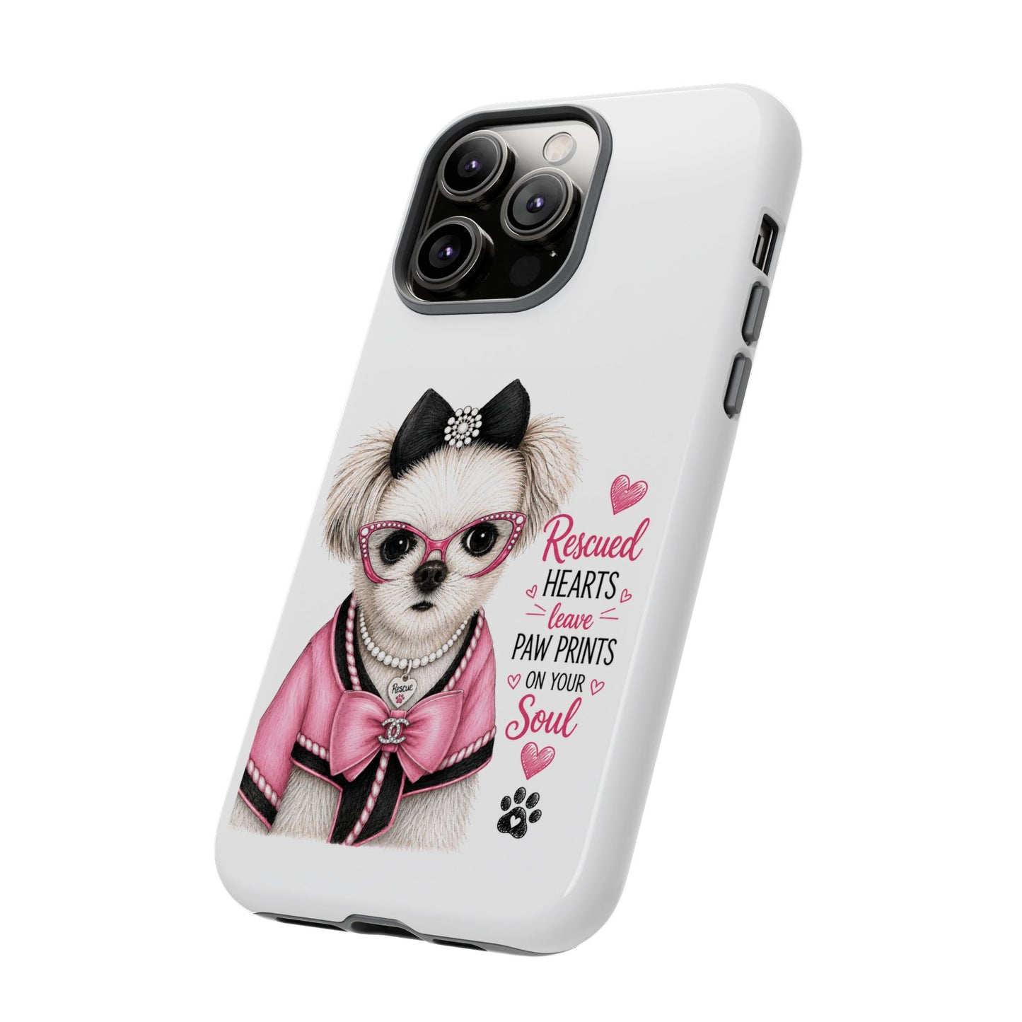 Rescued Hearts Paw Prints Phone Case