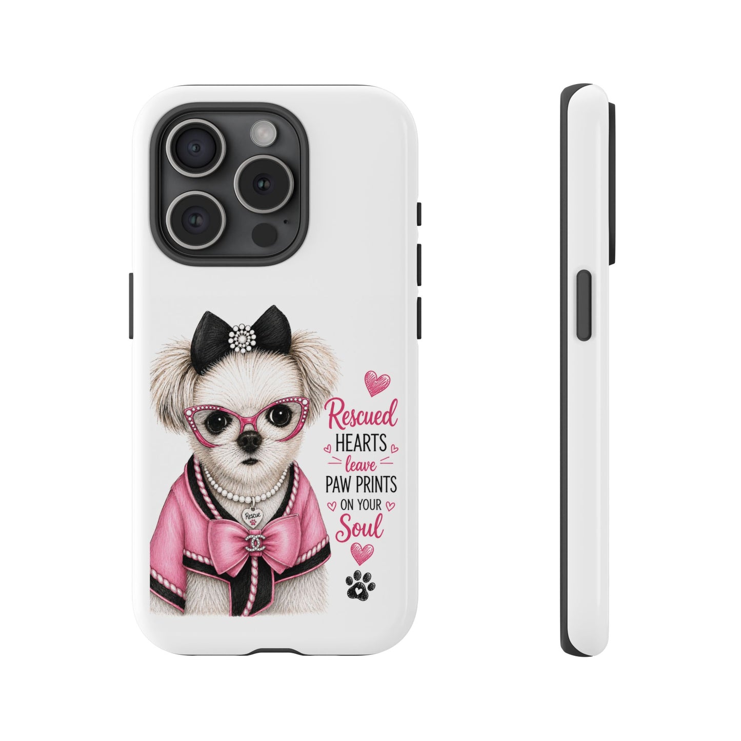 Rescued Hearts Paw Prints Phone Case