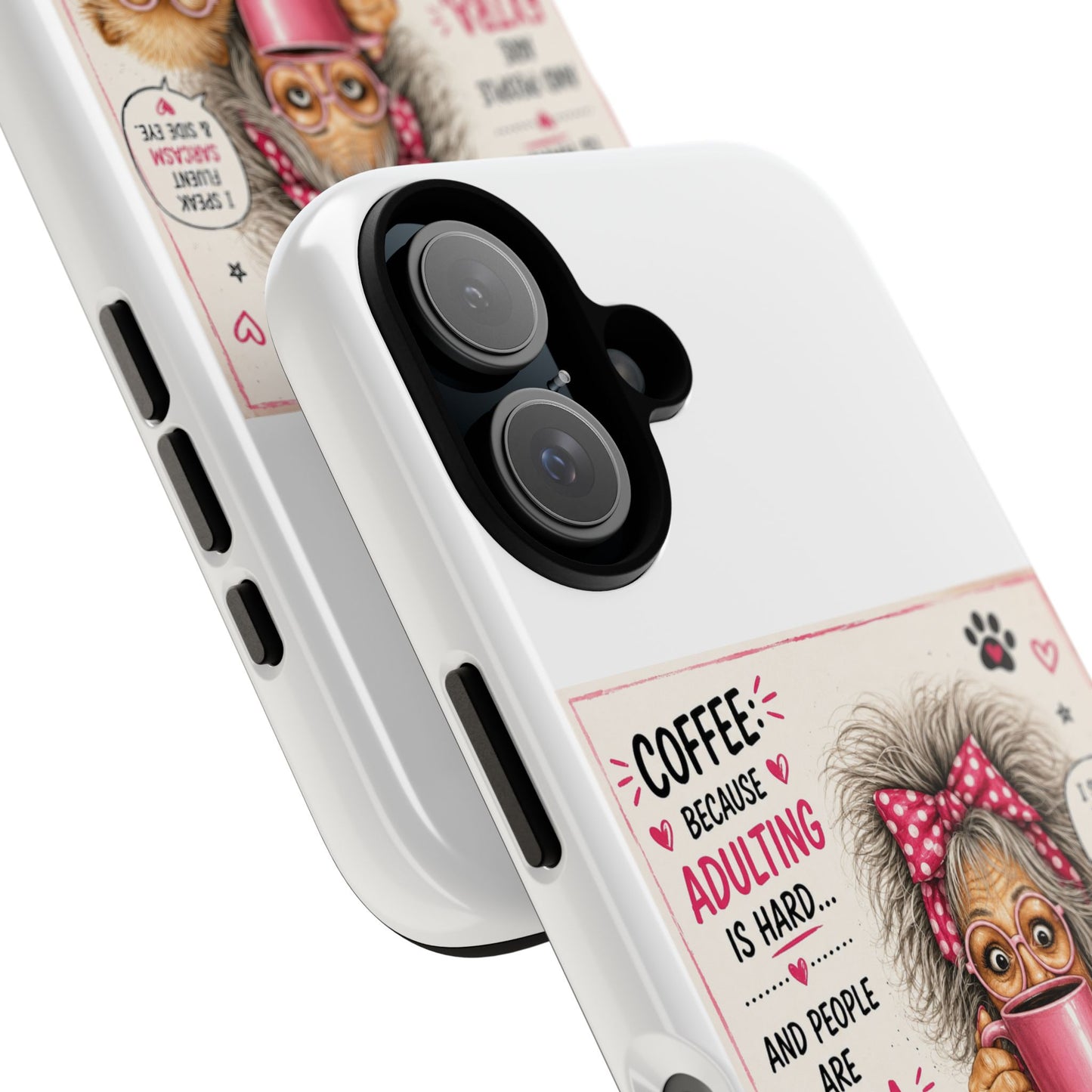 Perky Pearl and LattePhone Case — Funny "Adulting Is Hard" Cozy Design
