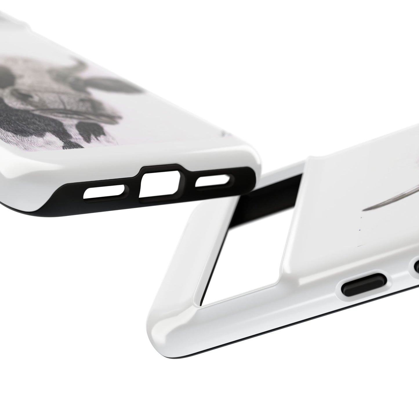 Cow Sketch Tough Phone Case — Protective iPhone Cover with Whimsical Cow Illustration