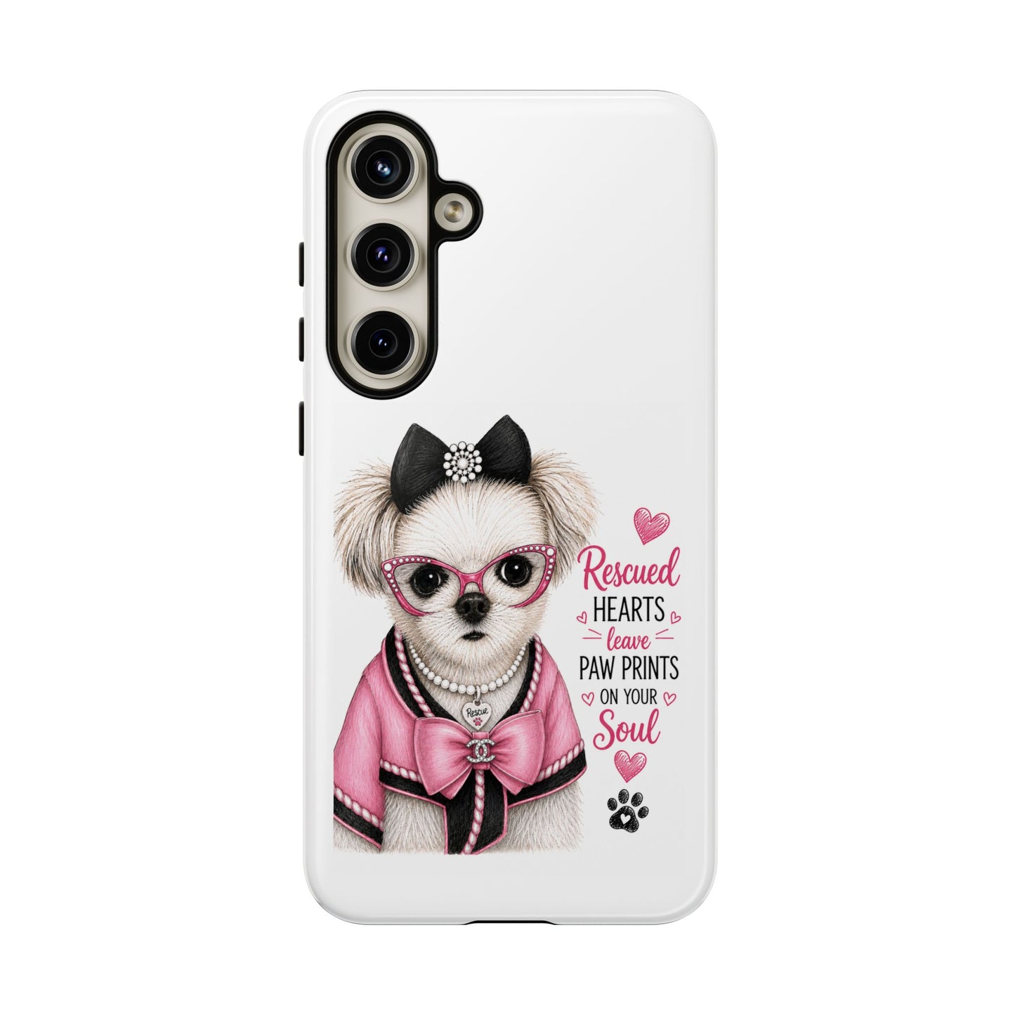 Rescued Hearts Paw Prints Phone Case