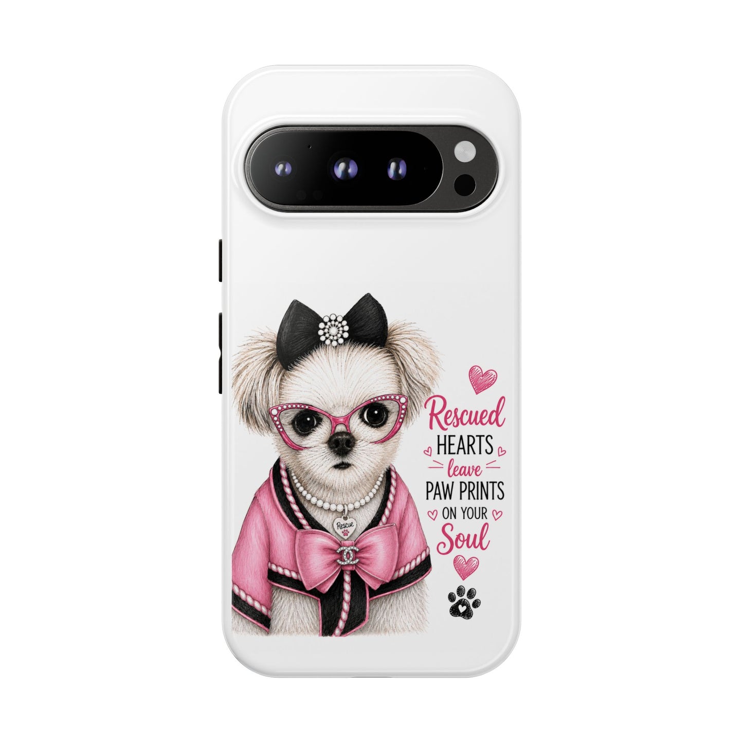 Rescued Hearts Paw Prints Phone Case