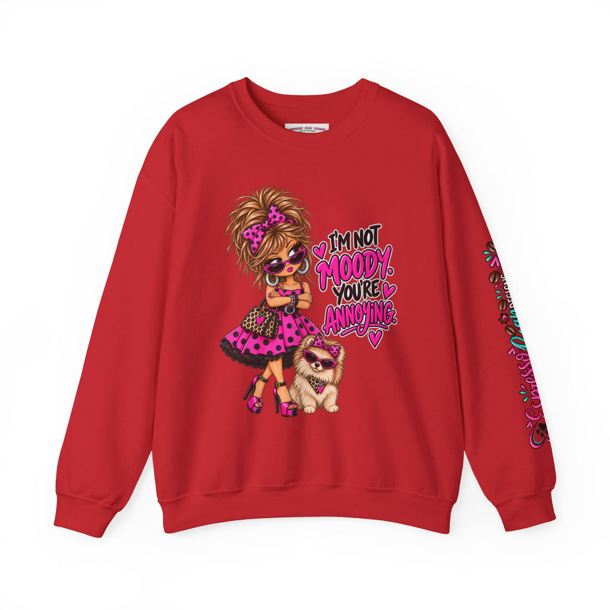 “I’m Not Moody, You’re Annoying” Girl & Pug Graphic Sweatshirt