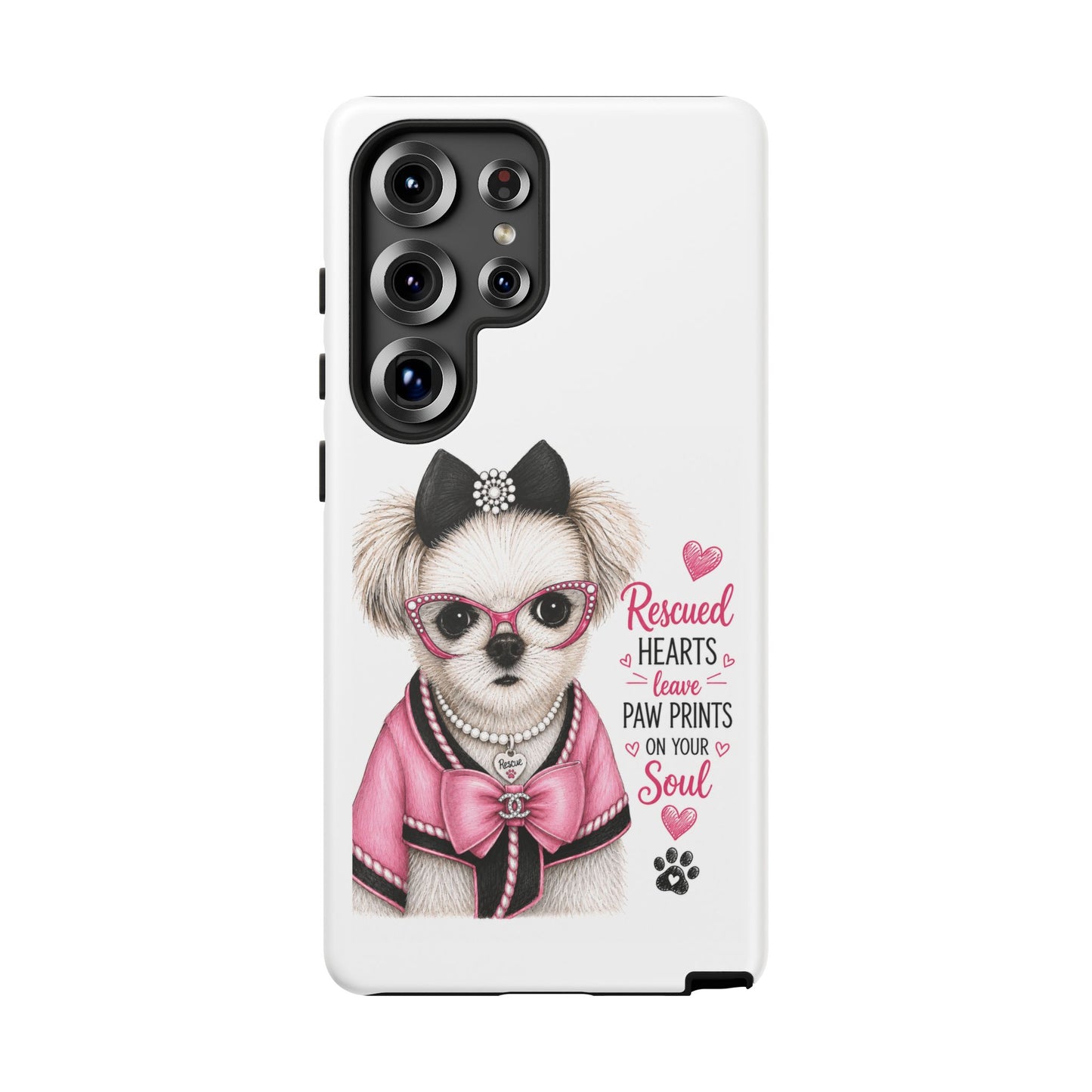 Rescued Hearts Paw Prints Phone Case