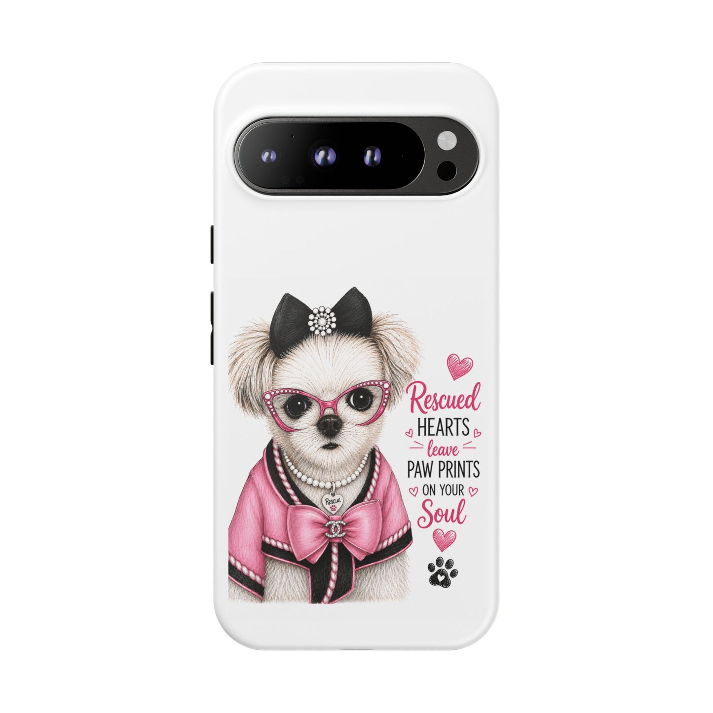 Rescued Hearts Paw Prints Phone Case