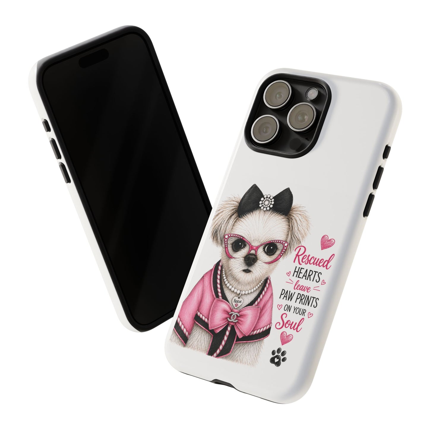 Rescued Hearts Paw Prints Phone Case