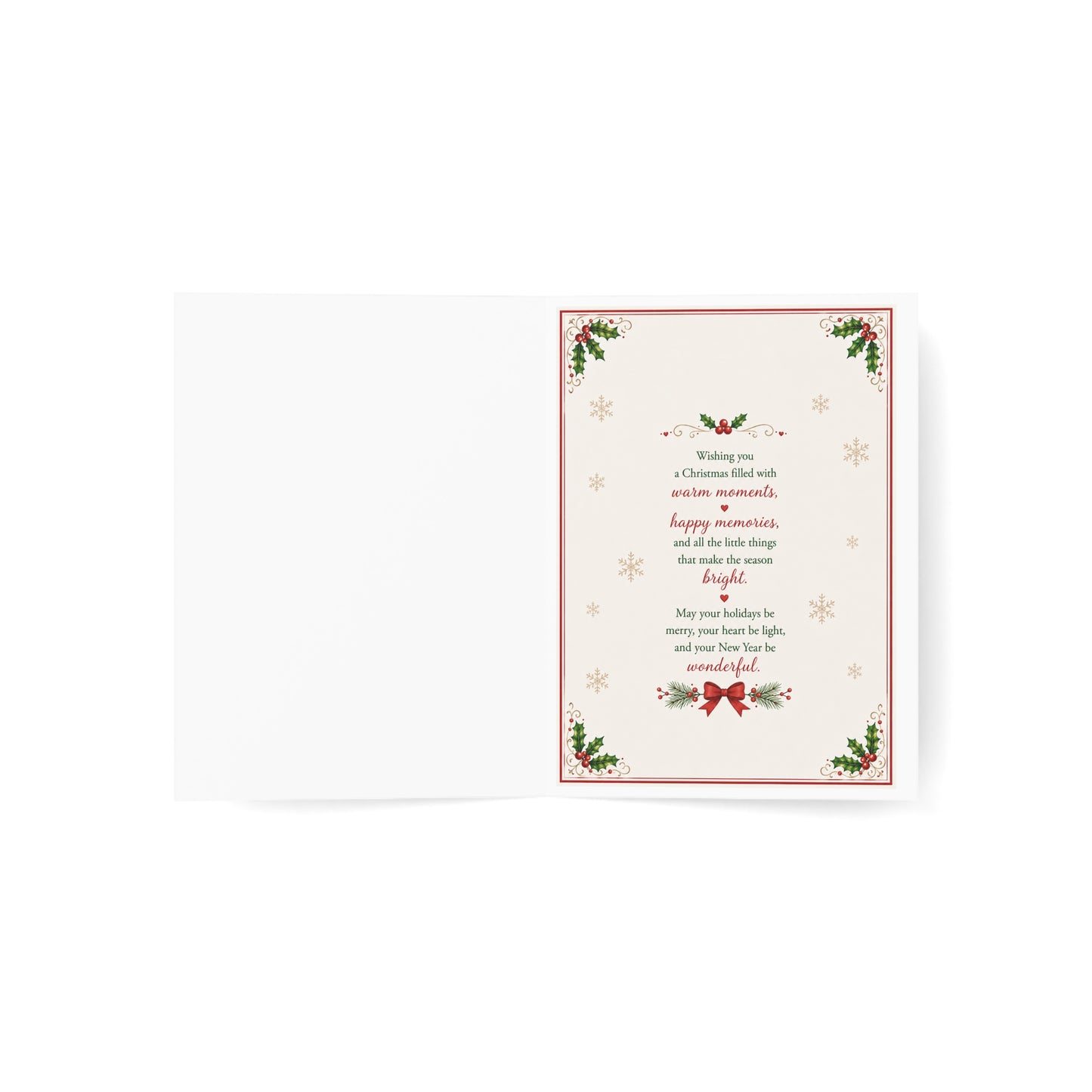 Christmas Puppy Holiday Greeting Cards — 'Wishing You Peace, Love & Happy Memories' (1/10/30/50pcs)