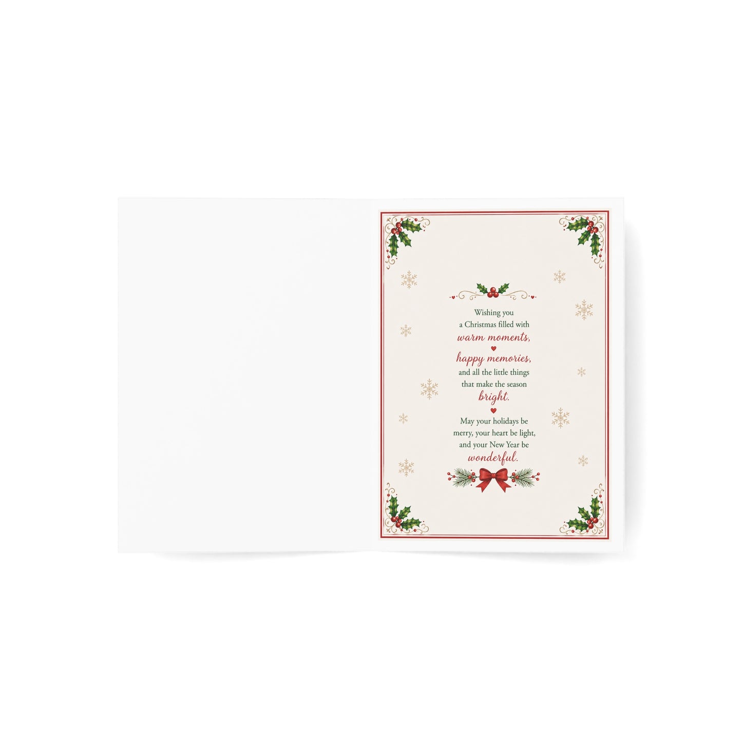 Christmas Puppy Holiday Greeting Cards — 'Wishing You Peace, Love & Happy Memories' (1/10/30/50pcs)