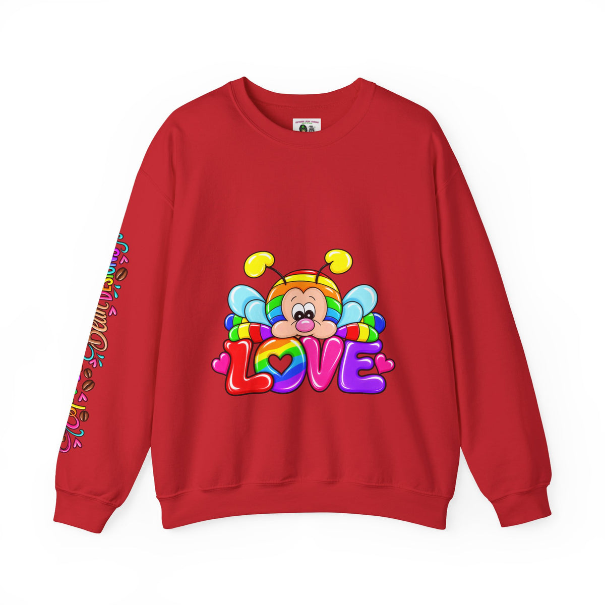 Tired Love bug  Crewneck Sweatshirt — Colorful Rainbow Cute Graphic
