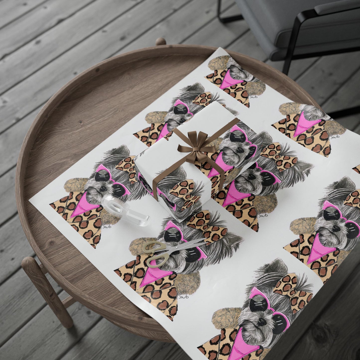 Cute Pink Yorkie Gift Wrap for Animal Lovers