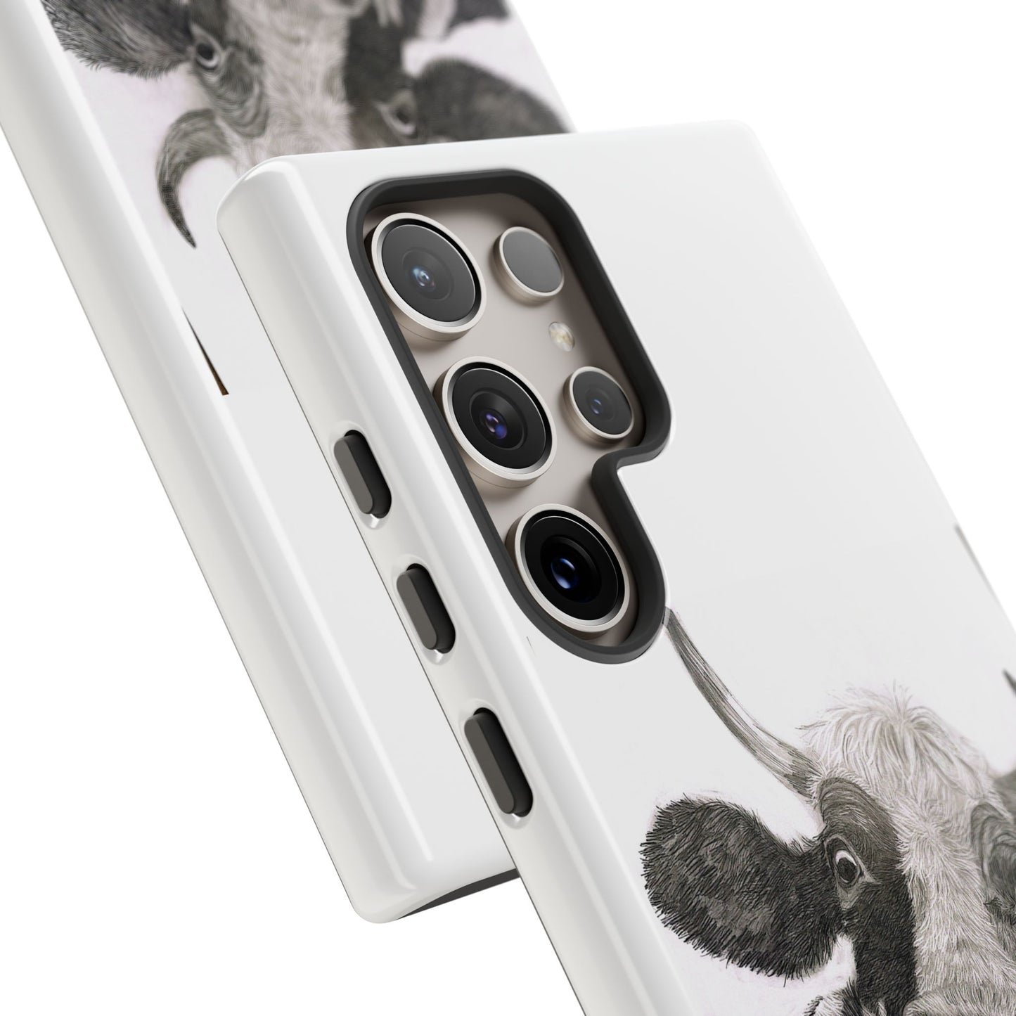 Cow Sketch Tough Phone Case — Protective iPhone Cover with Whimsical Cow Illustration