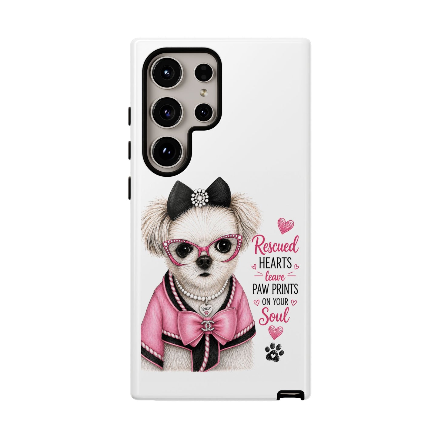Rescued Hearts Paw Prints Phone Case