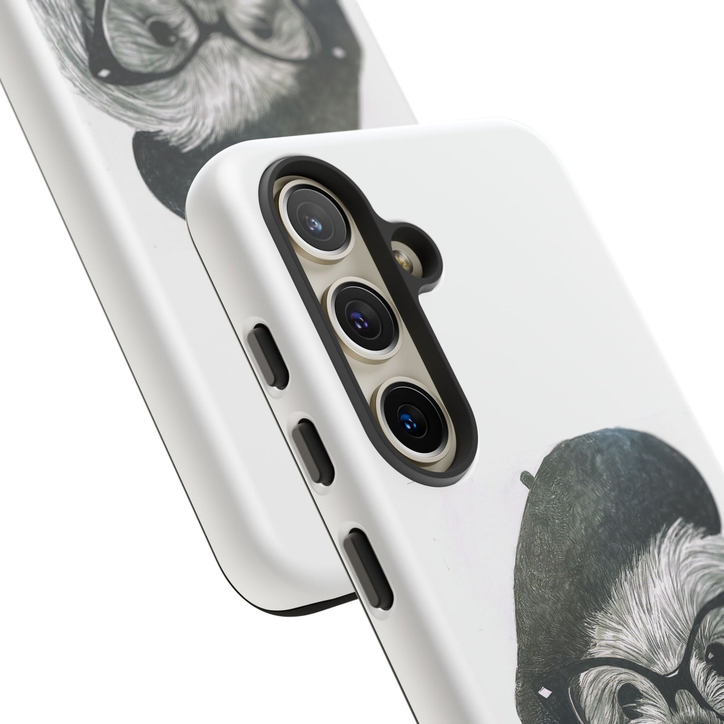 Dog Portrait Phone Case — Dexter with Beret, Glasses & Bow Tie