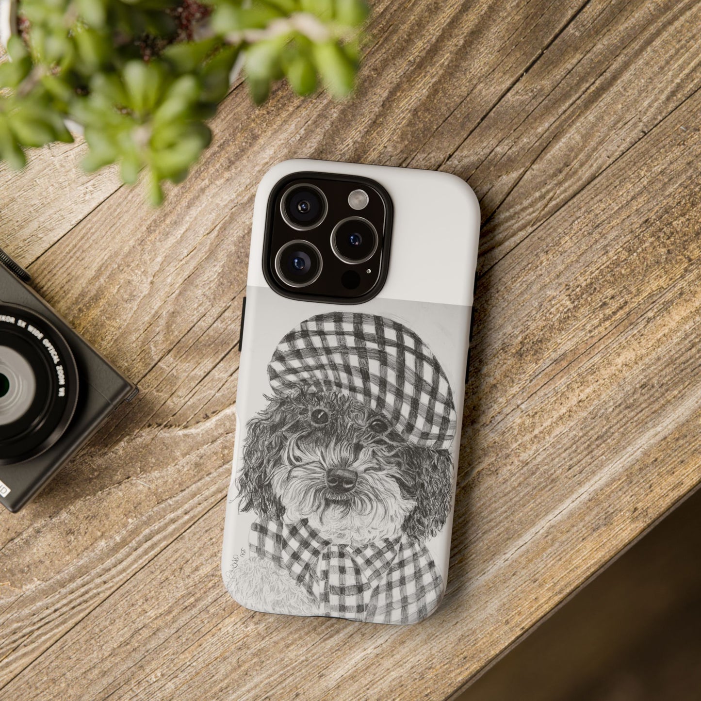 Cute Dog Phone Case — Flannel Elmer  in Plaid Hat