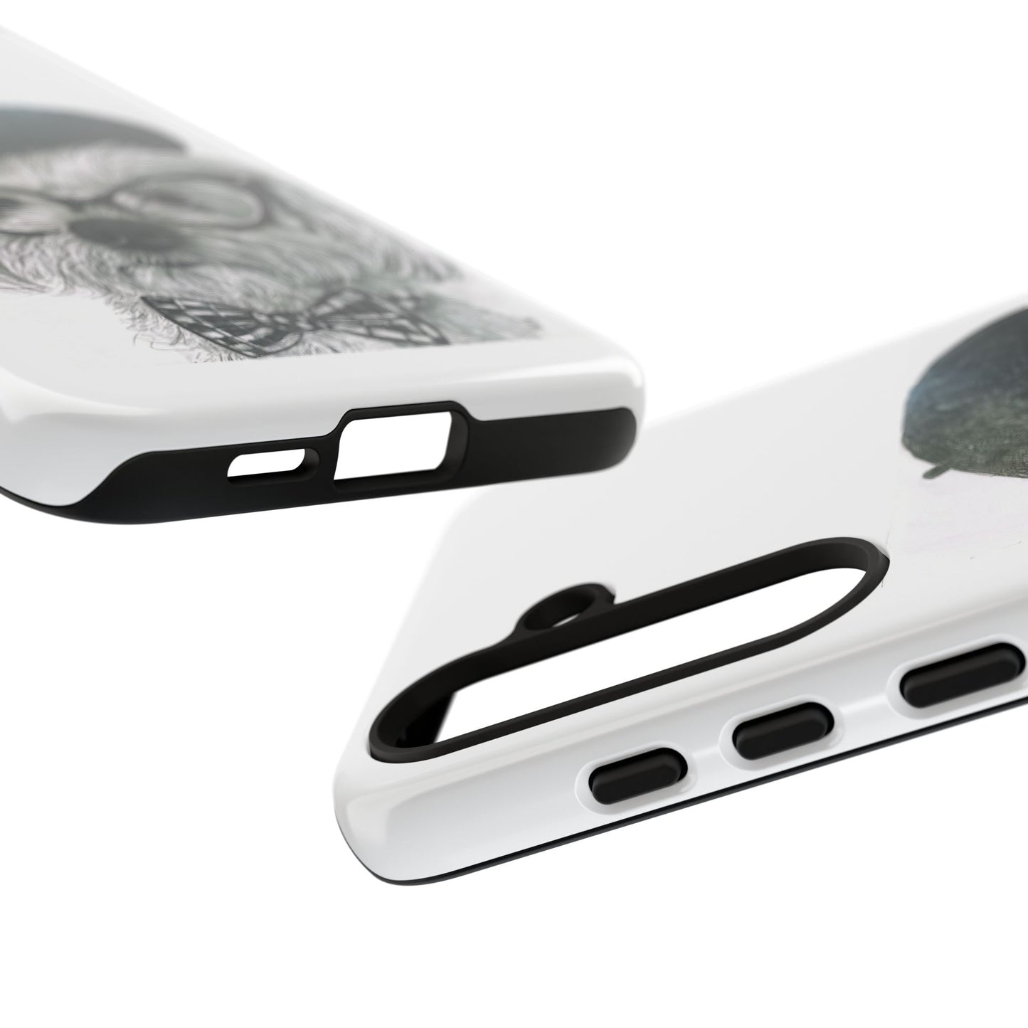 Dog Portrait Phone Case — Dexter with Beret, Glasses & Bow Tie