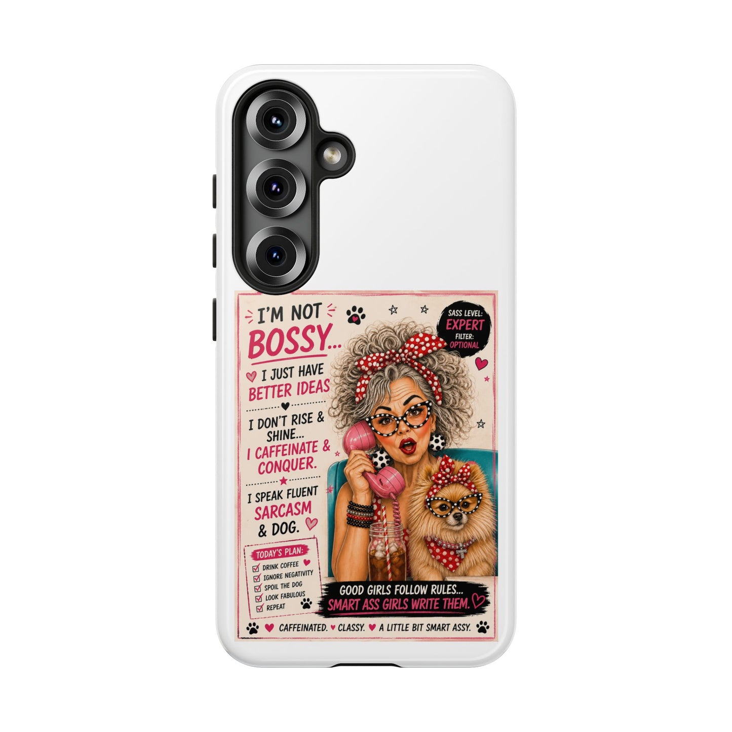 Perky Pearl and Latte Phone Case — "I'm Not Bossy" Funny Dog Lover & Sarcastic Woman Protective Tough Case