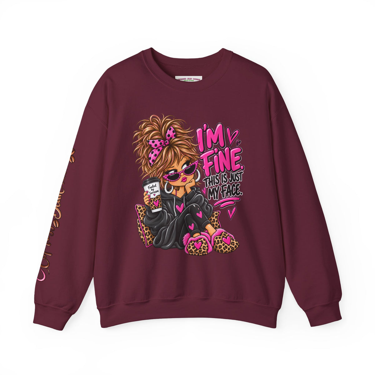 I'm Fine Graphic Sweatshirt — 'This Is Just My Face' Cozy Crewneck