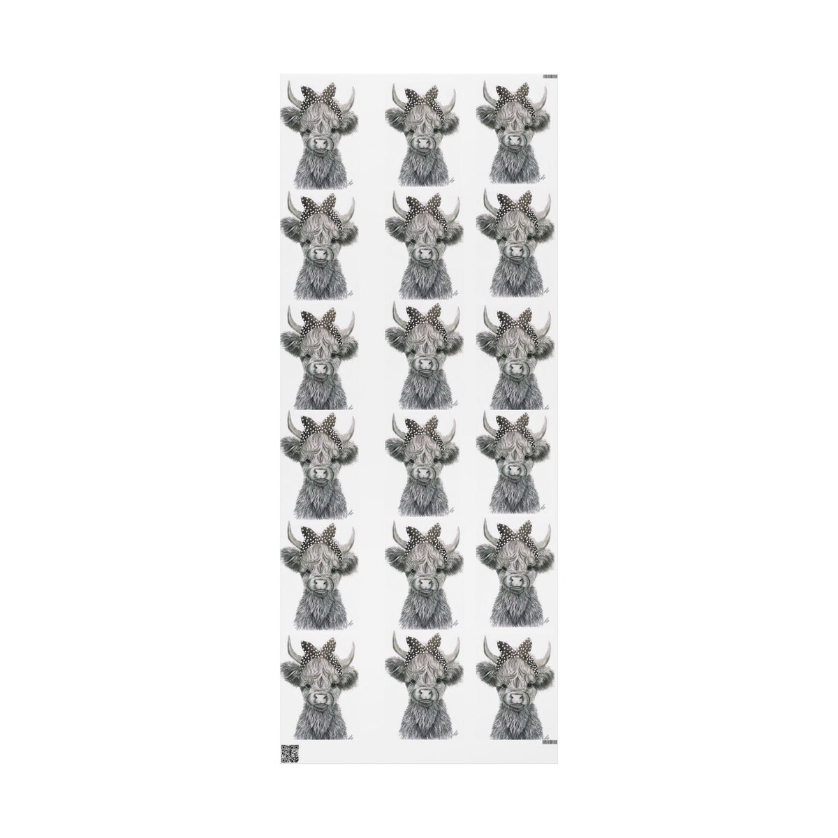 Highland Cow Wrapping Paper Roll — Black & White Highland Cattle Gift Wrap
