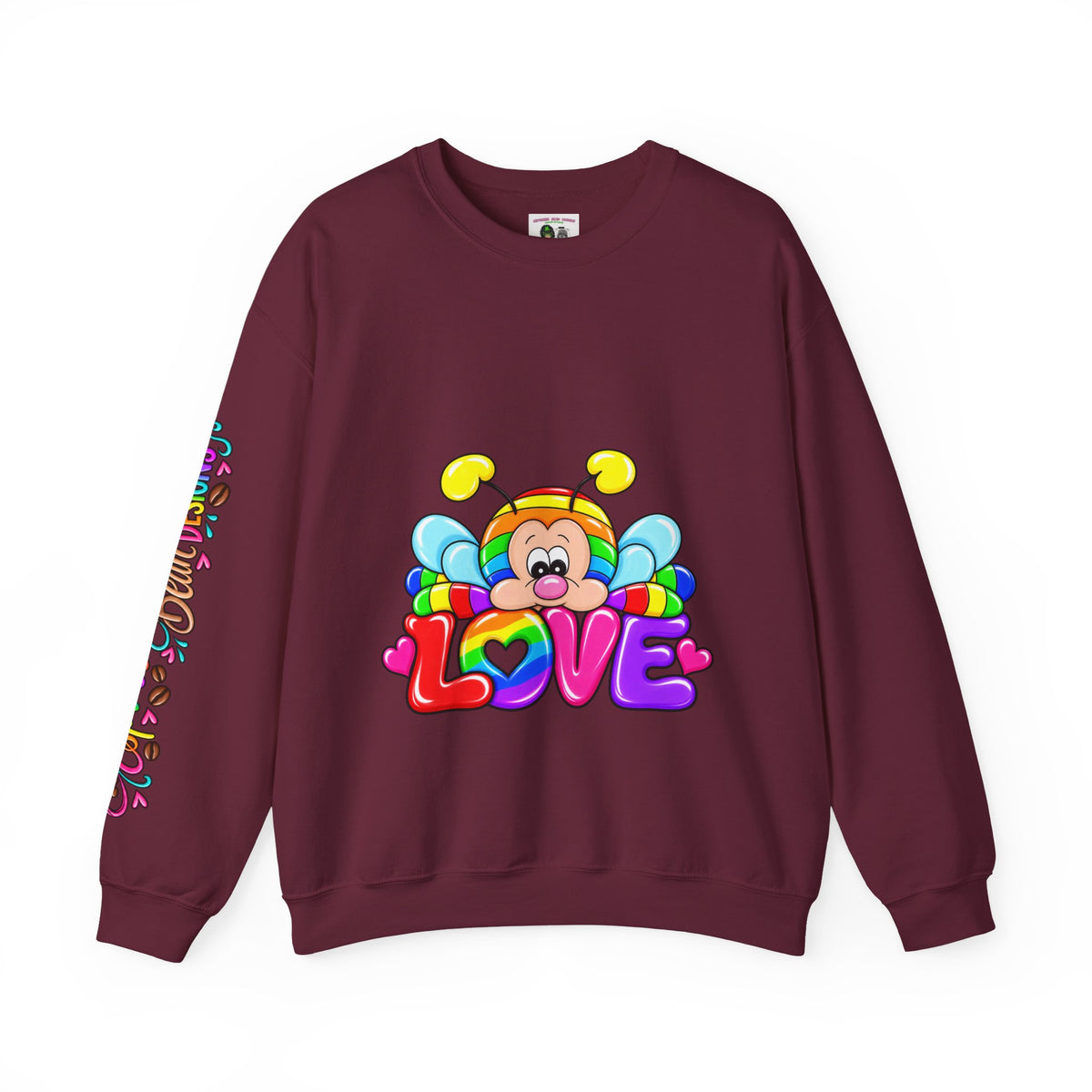 Tired Love bug  Crewneck Sweatshirt — Colorful Rainbow Cute Graphic