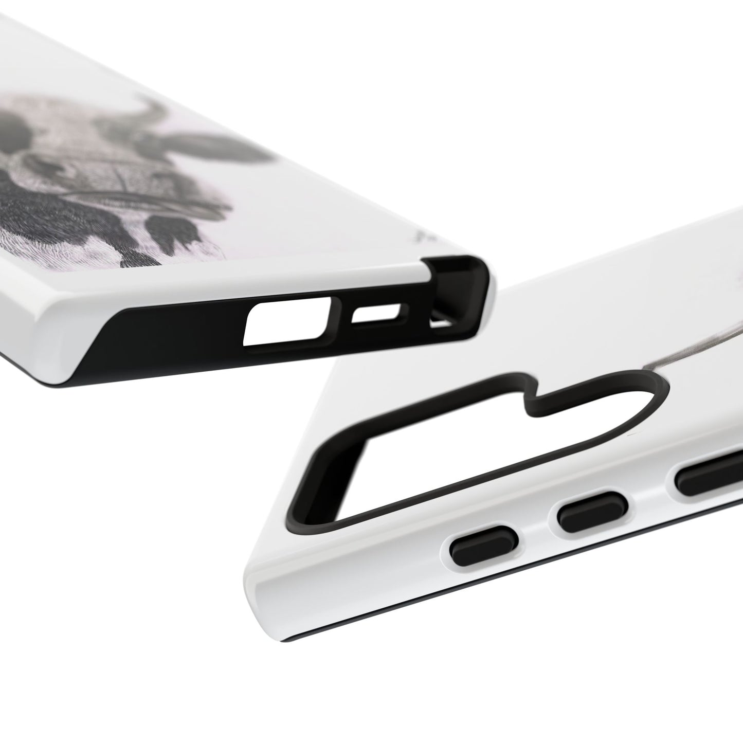 Cow Sketch Tough Phone Case — Protective iPhone Cover with Whimsical Cow Illustration