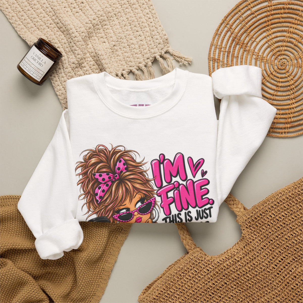 I'm Fine Graphic Sweatshirt — 'This Is Just My Face' Cozy Crewneck