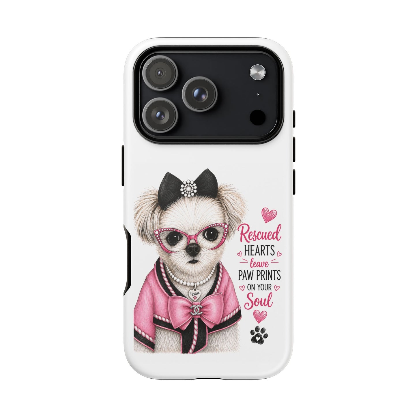 Rescued Hearts Paw Prints Phone Case