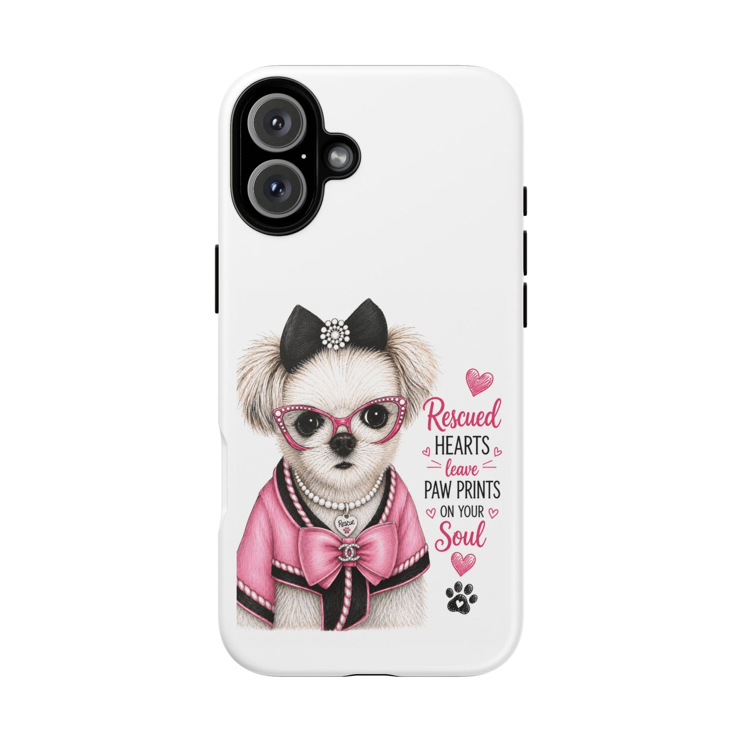 Rescued Hearts Paw Prints Phone Case