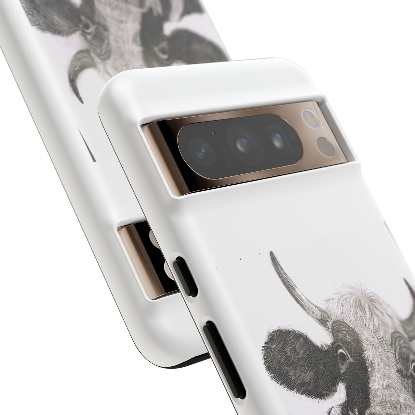 Cow Sketch Tough Phone Case — Protective iPhone Cover with Whimsical Cow Illustration