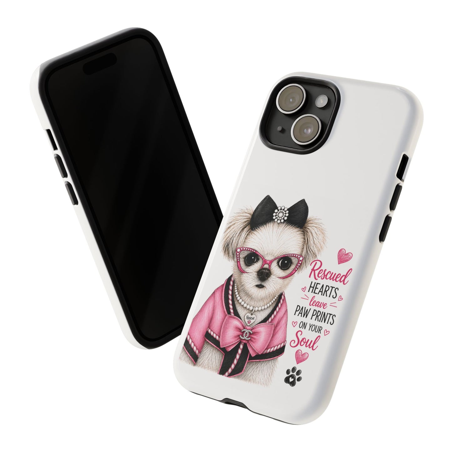 Rescued Hearts Paw Prints Phone Case
