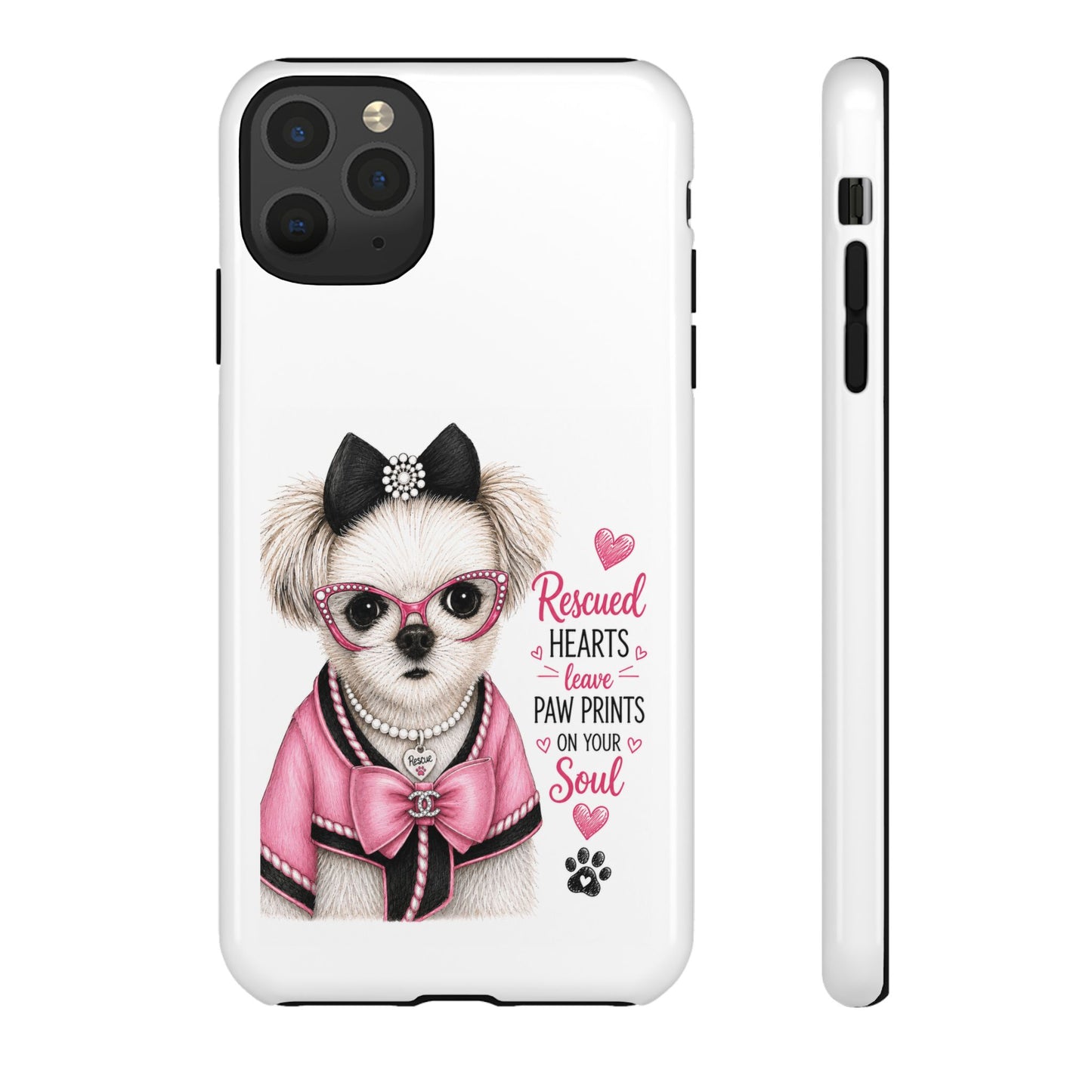 Rescued Hearts Paw Prints Phone Case