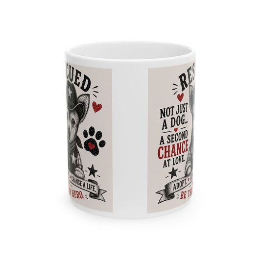 Rescued Dog Mug — “Not Just a Dog, A Second Chance” Ceramic Coffee Cup