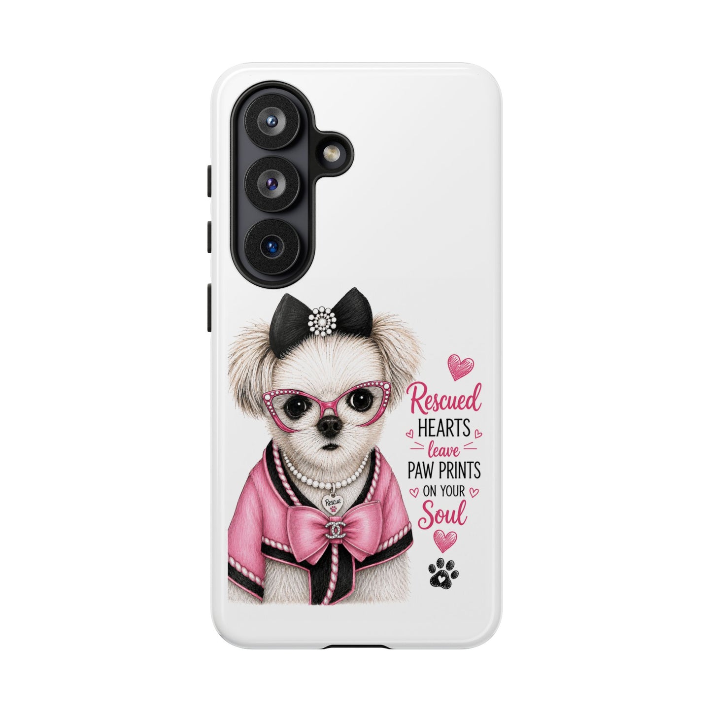 Rescued Hearts Paw Prints Phone Case