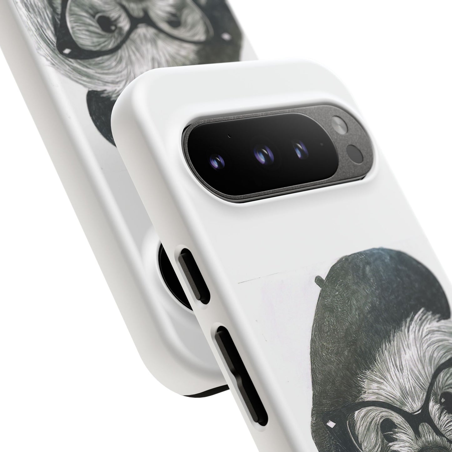 Dog Portrait Phone Case — Dexter with Beret, Glasses & Bow Tie