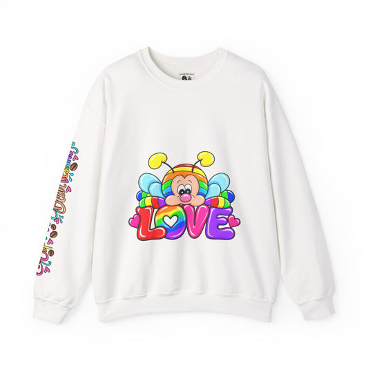 Tired Love bug  Crewneck Sweatshirt — Colorful Rainbow Cute Graphic