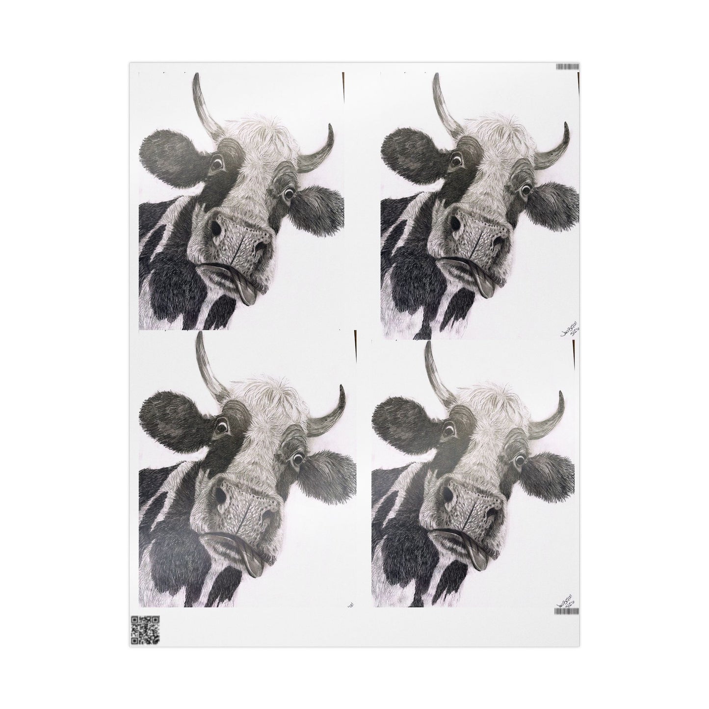 Cow Pattern Wrapping Paper — Black & White Animal Print Gift Wrap