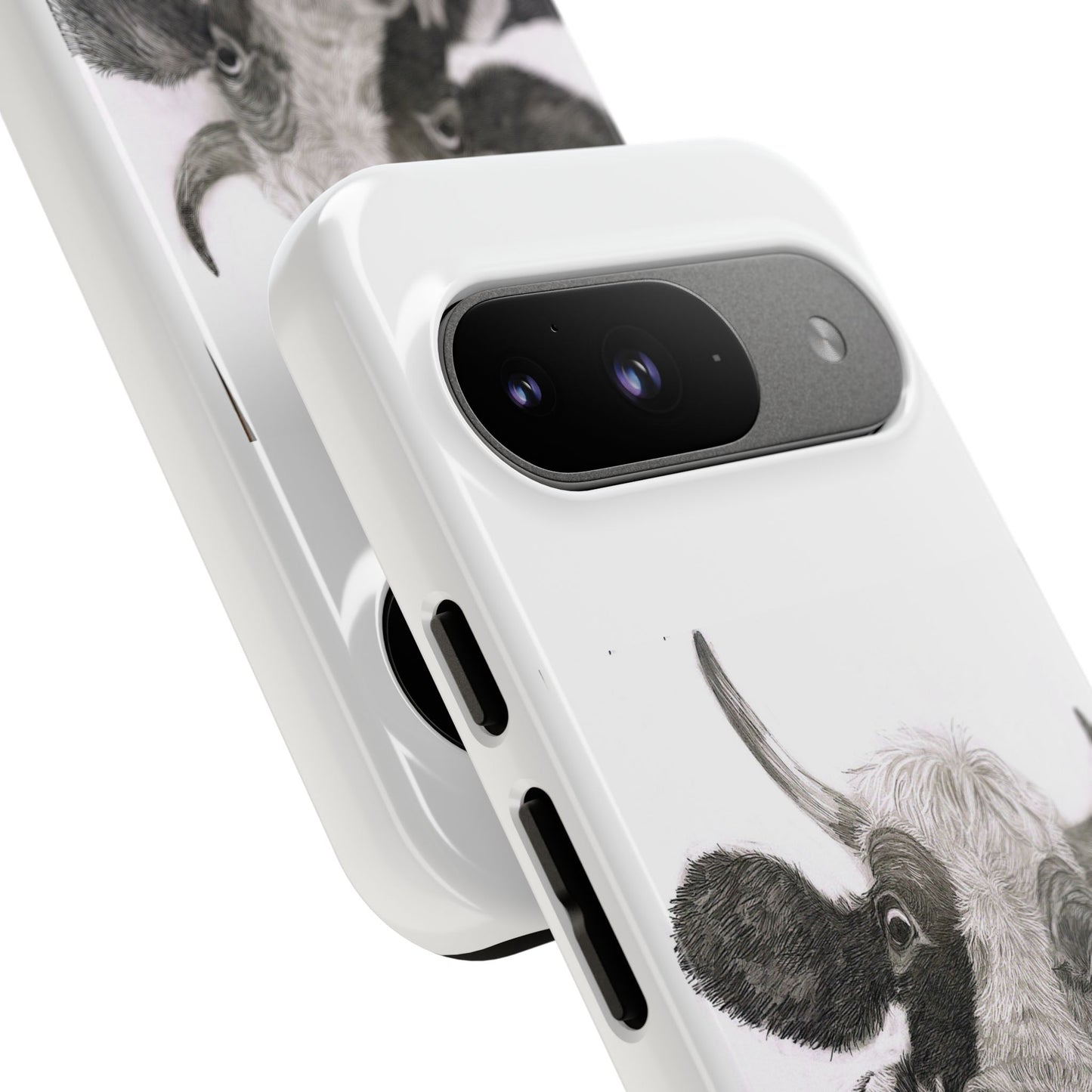 Cow Sketch Tough Phone Case — Protective iPhone Cover with Whimsical Cow Illustration