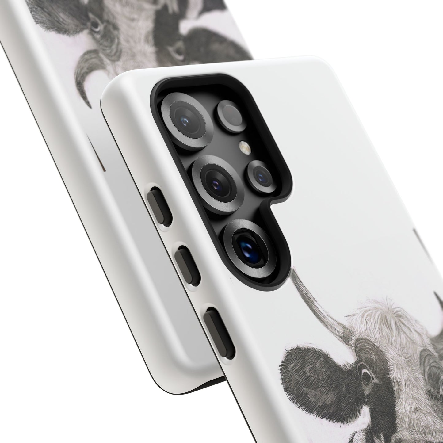 Cow Sketch Tough Phone Case — Protective iPhone Cover with Whimsical Cow Illustration
