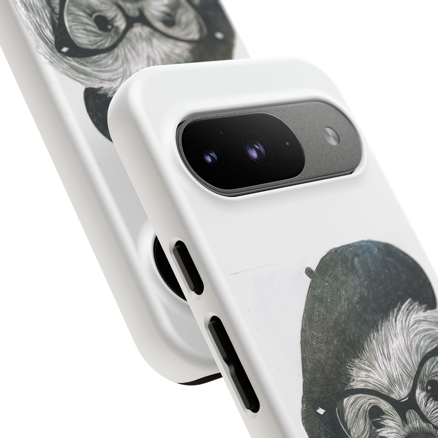 Dog Portrait Phone Case — Dexter with Beret, Glasses & Bow Tie