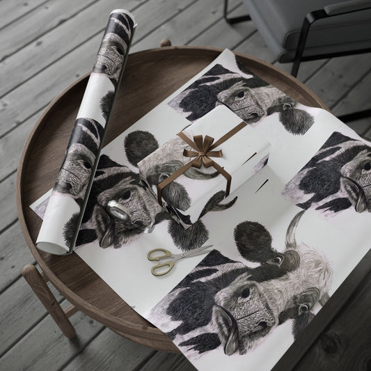 Cow Pattern Wrapping Paper — Black & White Animal Print Gift Wrap